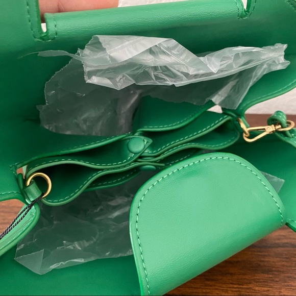 Racing Green Mini DOLL Top Handle Basket Crossbody Bag Satchel w/ Coin Pouch B5 - Picture 5 of 10